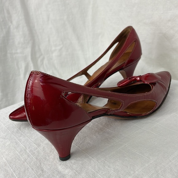Rare Vintage Levinson’s Signature Collection Candy Apple Red Patent Shoes 60s - Picture 12 of 16